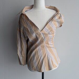 NWT Zara one sleeve striped collared blouse